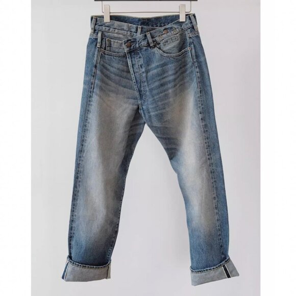 LIMITED NWT R13 Cuffed Crossover Straight Leg Jeans - Estin Selvedge Blue - Picture 4 of 10